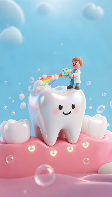 卡通牙齿护理创意插画