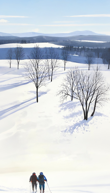 冬日雪景徒步风光摄影