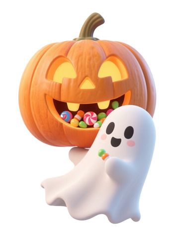 C4D超现实万圣节幽灵南瓜灯糖果10