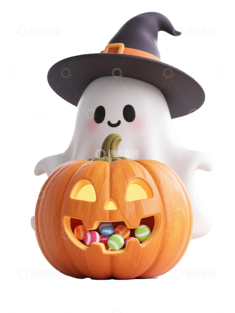 C4D超现实万圣节幽灵南瓜灯糖果2