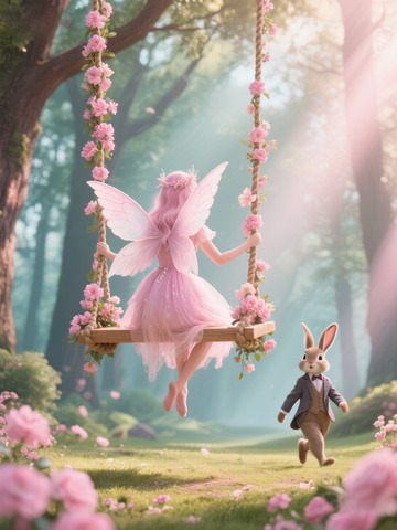 童话故事感森林糖果仙子秋千背影3