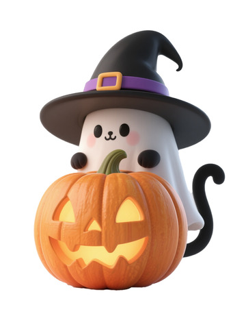 C4D超现实万圣节幽灵南瓜灯糖果9