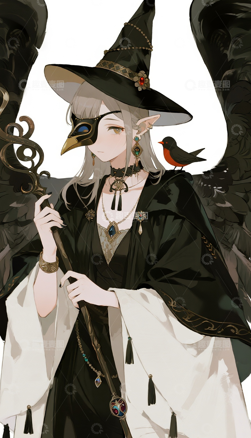 高清大图下载【趣麦麦图】动漫风女巫角色插画设计素材