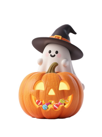 C4D超现实万圣节幽灵南瓜灯糖果8