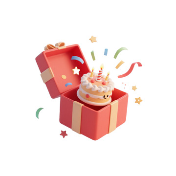 惊喜生日礼盒蛋糕插画