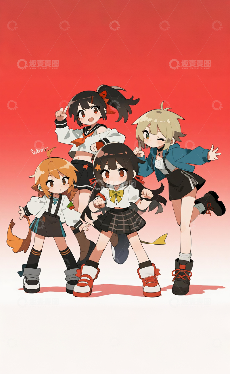 高清大图下载【趣麦麦图】动漫风格校服少女插画