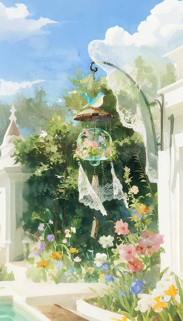 梦幻花园捕梦网插画