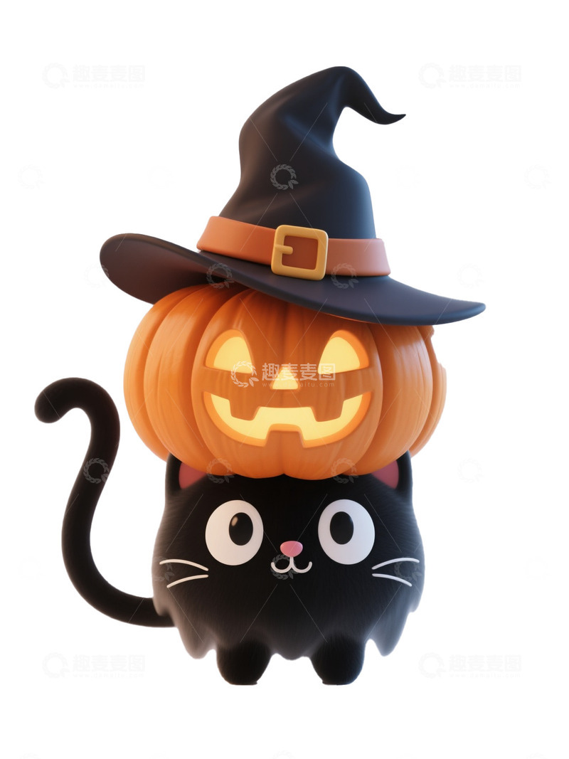 高清大图下载【趣麦麦图】C4D超现实万圣节幽灵南瓜灯糖果6