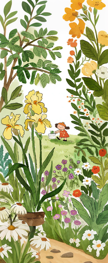 花园童趣插画