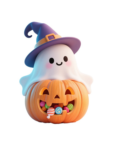 C4D超现实万圣节幽灵南瓜灯糖果7