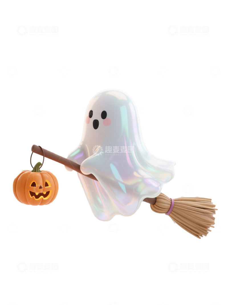 高清大图下载【趣麦麦图】C4D超现实万圣节幽灵南瓜灯糖果5