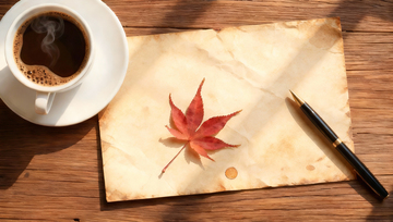 复古秋天红叶咖啡信笺