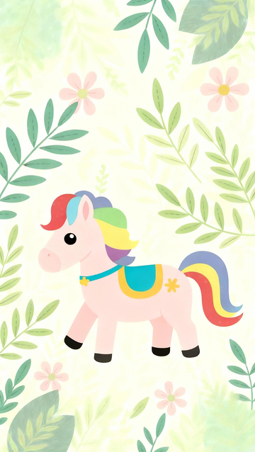 童趣小马花草壁纸