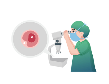 医生使用显微镜观察卵子细胞