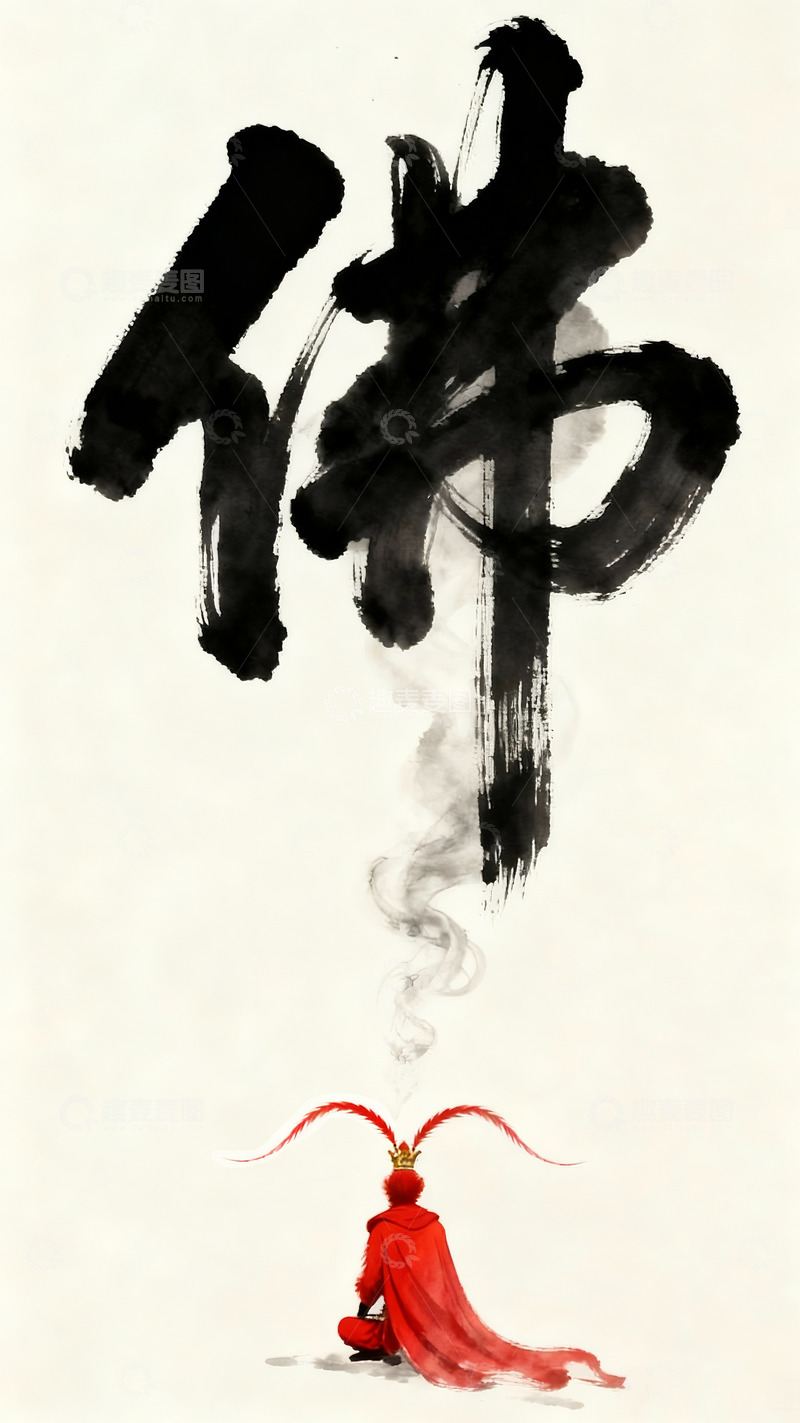 高清大图下载【趣麦麦图】水墨风悟空大圣艺术绘画设计素材
