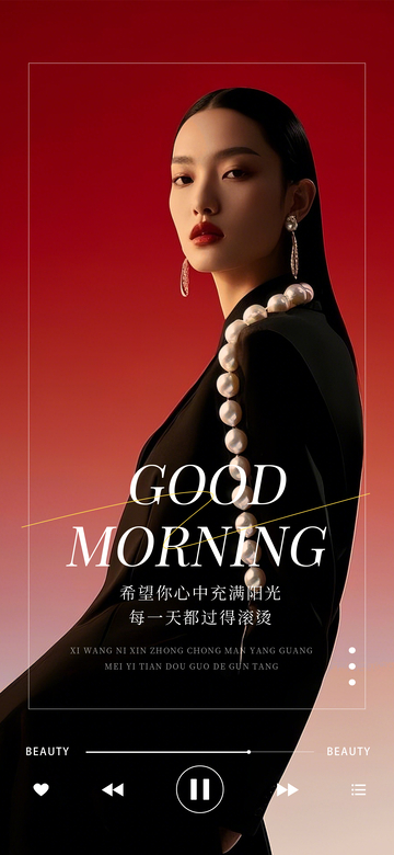 优雅早安祝福时尚海报