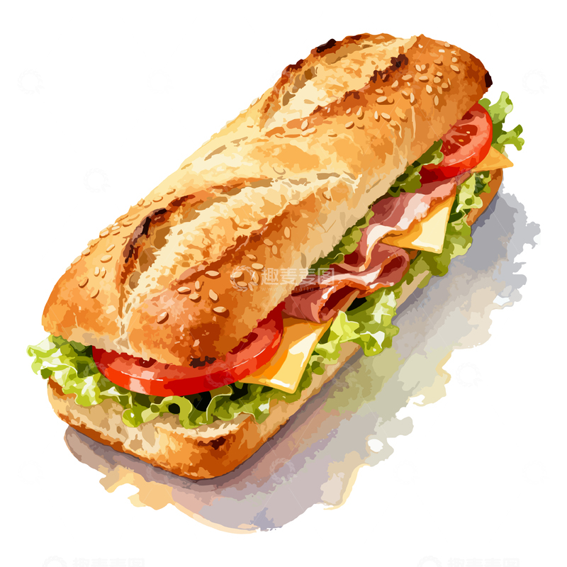 源文件下载【趣麦麦图】三明治手绘美食插画