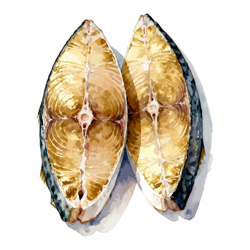 水彩画马鲛鱼切片海鲜美食插图