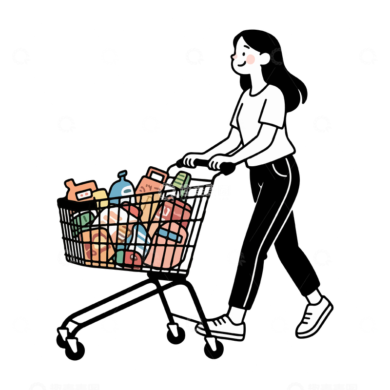 源文件下载【趣麦麦图】卡通购物女性生活场景
