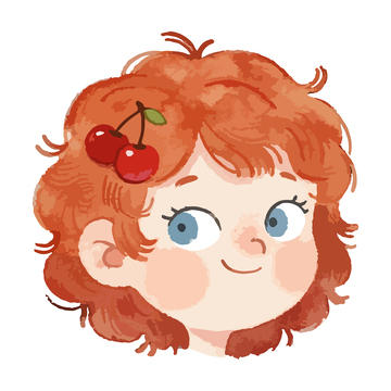 卡通红发女孩头像设计