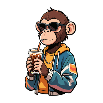潮流猴哥饮料卡通贴纸
