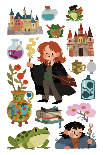 魔法世界冒险卡通插画素材