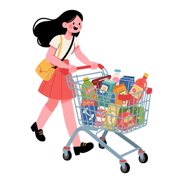 卡通女性购物插画