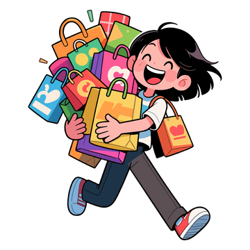 卡通购物狂插画