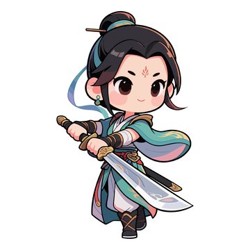 古风武侠Q版人物形象插画