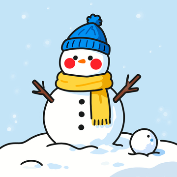 可爱卡通插画雪人立冬圣诞节素材