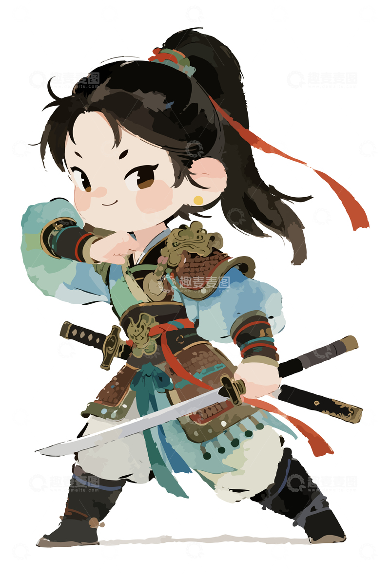 源文件下载【趣麦麦图】卡通武侠角色插画设计