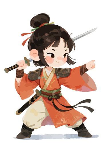 Q版古风女侠武术插画