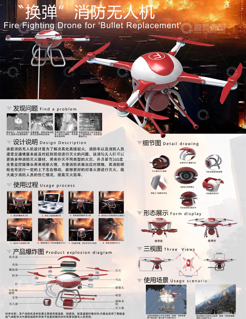 消防无人机设计展板源文件