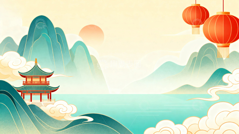 高清大图下载【趣麦麦图】中国风节日背景1