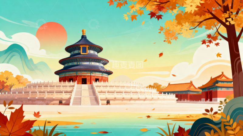 高清大图下载【趣麦麦图】秋天国风艺术背景6