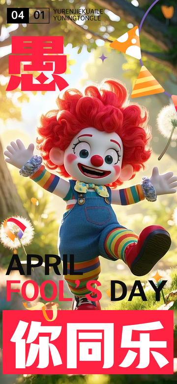 小丑欢乐愚人节海报
