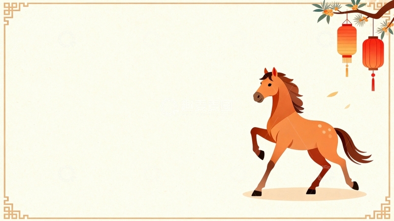 高清大图下载【趣麦麦图】马年节日艺术背景11