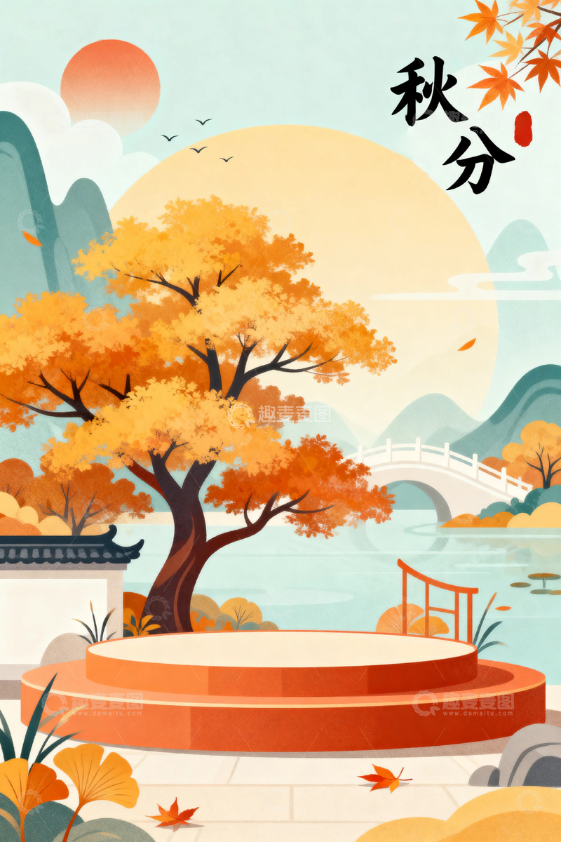 高清大图下载【趣麦麦图】秋天秋季国风背景10