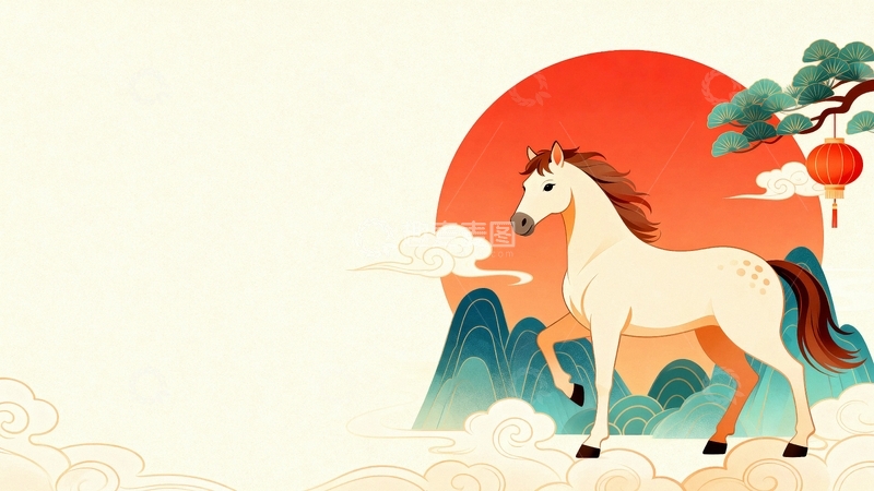 高清大图下载【趣麦麦图】马年节日艺术背景1