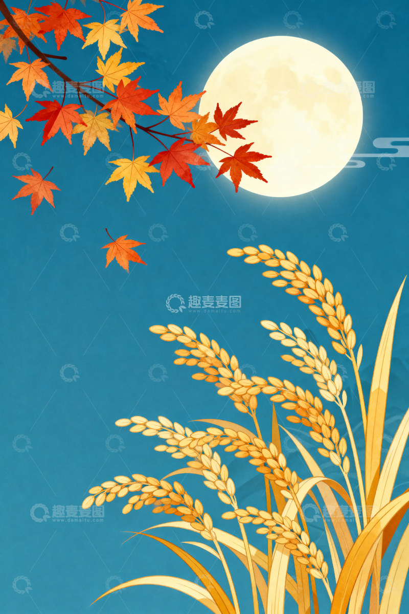 高清大图下载【趣麦麦图】秋天秋季国风背景2