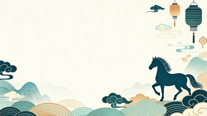 高清大图下载【趣麦麦图】-马年节日艺术背景7