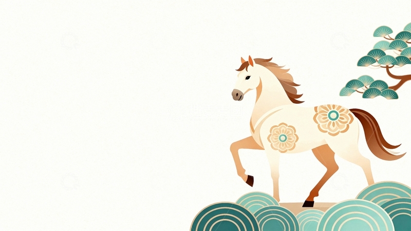 高清大图下载【趣麦麦图】马年节日艺术背景3