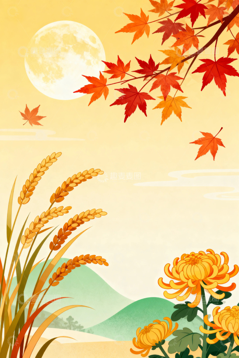 高清大图下载【趣麦麦图】秋天秋季国风背景13