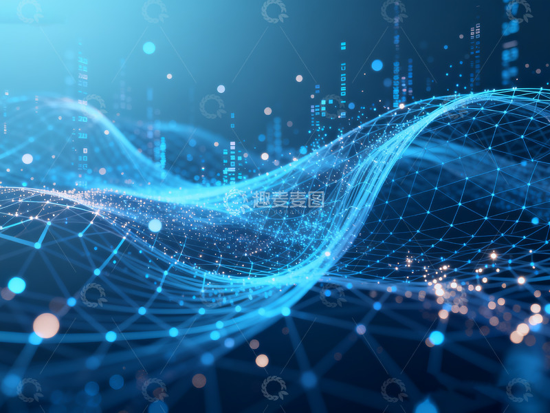 高清大图下载【趣麦麦图】蓝色科技感网络线条粒子1