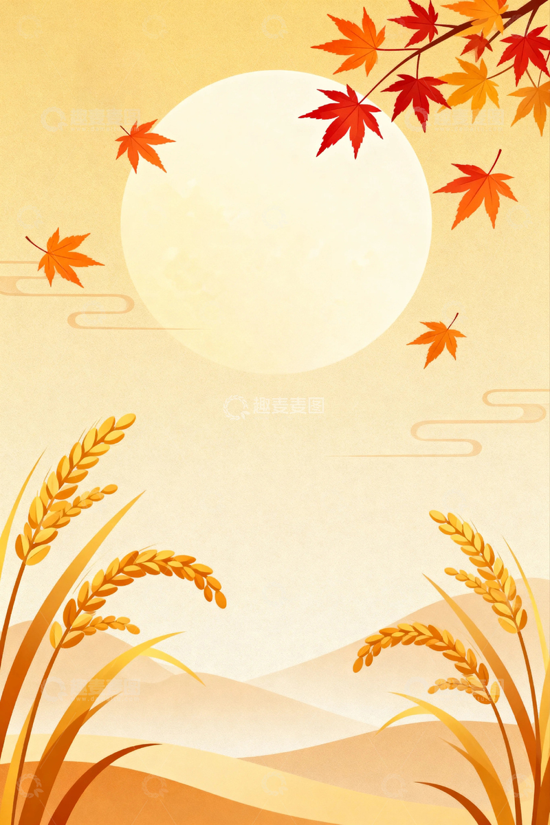 高清大图下载【趣麦麦图】国风秋季背景06