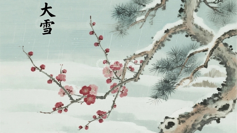高清大图下载【趣麦麦图】工笔画大雪节气海报3
