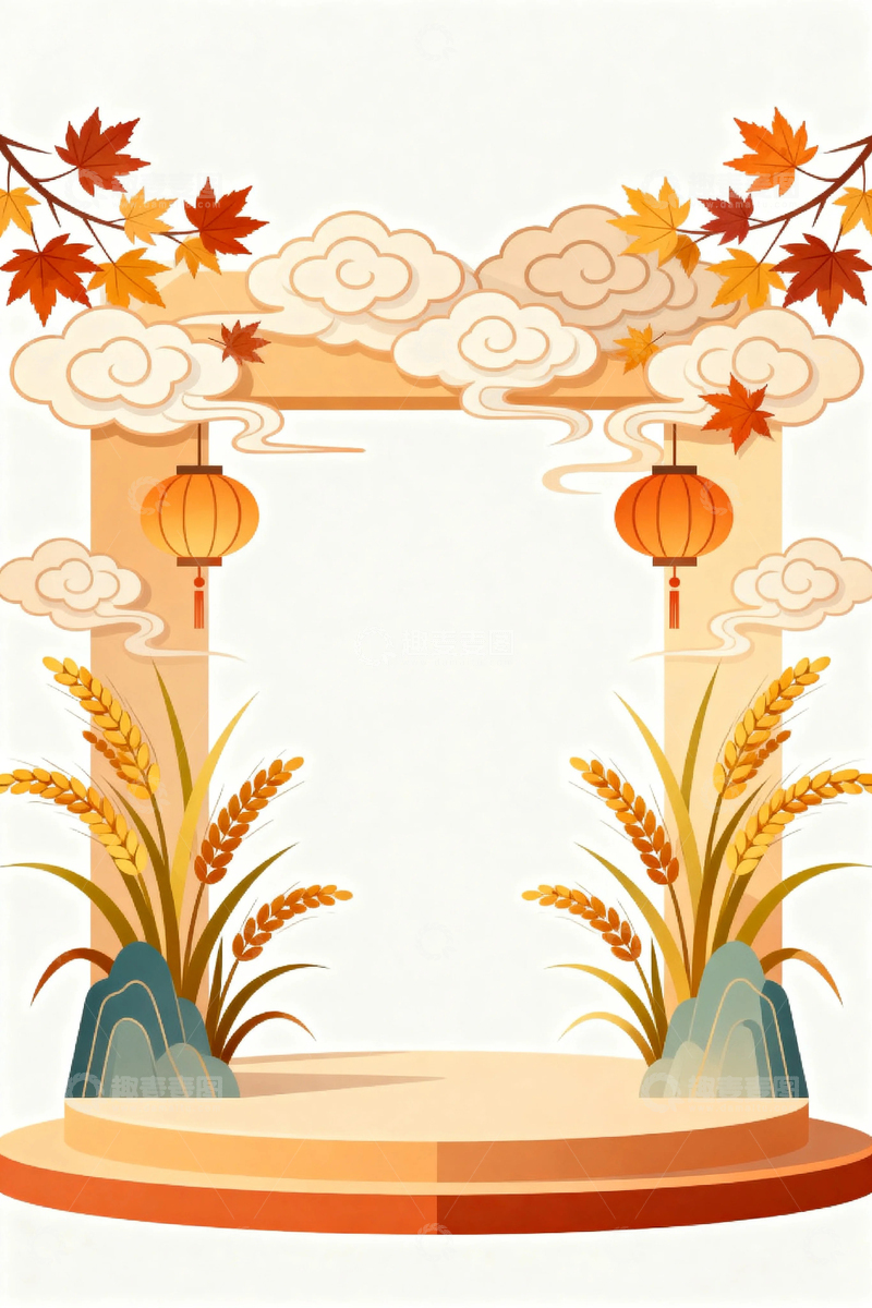高清大图下载【趣麦麦图】国风秋季背景015
