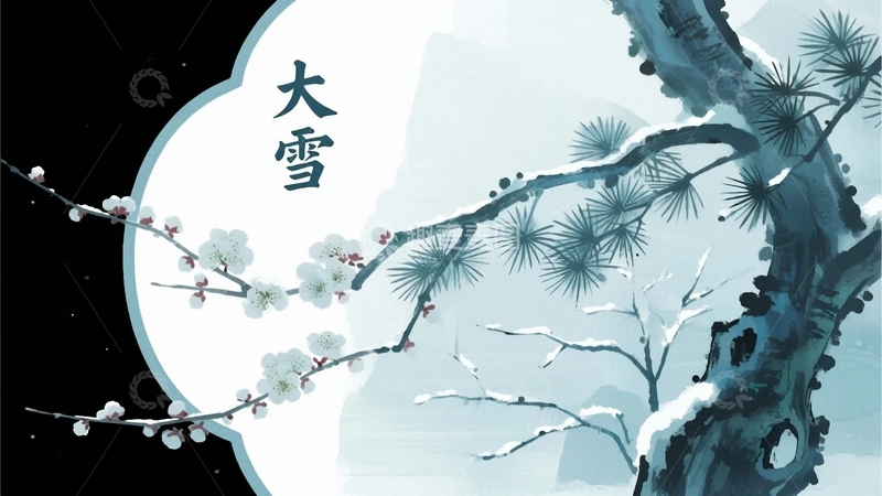 高清大图下载【趣麦麦图】工笔画大雪节气海报2