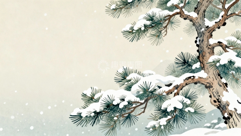 高清大图下载【趣麦麦图】工笔画冬季节气海报背景14