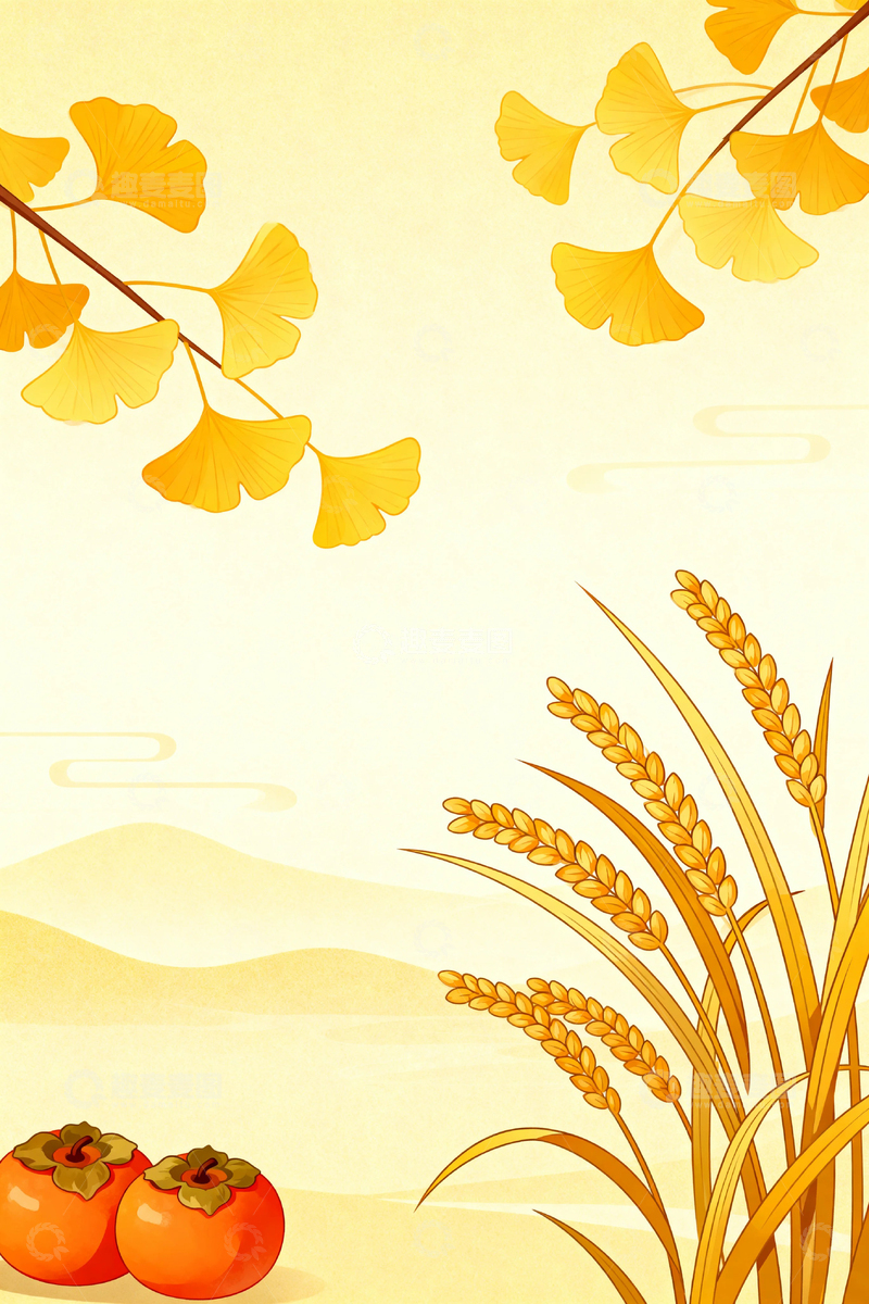 高清大图下载【趣麦麦图】国风秋季背景04
